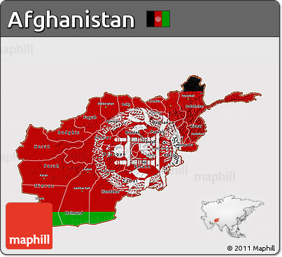 Flag 3D Map of Afghanistan, flag aligned to the middle