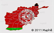 Flag 3D Map of Afghanistan, flag aligned to the middle