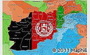 Flag 3D Map of Afghanistan, political shades outside