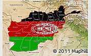 Flag 3D Map of Afghanistan, satellite outside, flag rotated