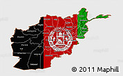Flag 3D Map of Afghanistan, single color outside, bathymetry sea, flag centered