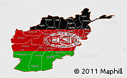 Flag 3D Map of Afghanistan, single color outside, bathymetry sea, flag rotated