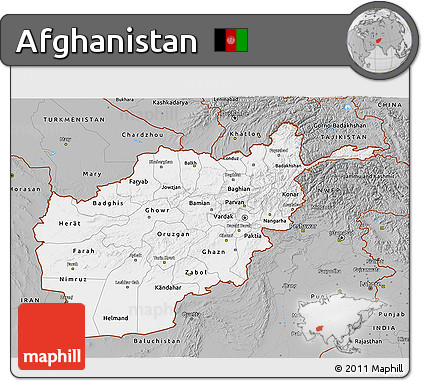 Gray 3D Map of Afghanistan
