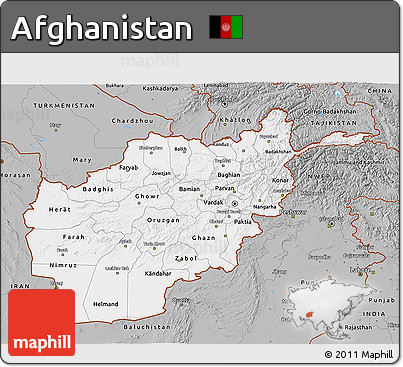 Gray 3D Map of Afghanistan