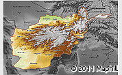 Physical 3D Map of Afghanistan, darken, desaturated