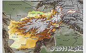 Physical 3D Map of Afghanistan, darken, semi-desaturated, land only