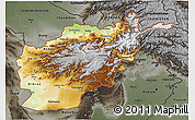 Physical 3D Map of Afghanistan, darken, semi-desaturated