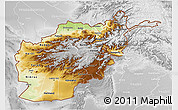 Physical 3D Map of Afghanistan, lighten, desaturated, land only