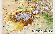 Physical 3D Map of Afghanistan, satellite outside