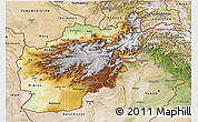 Physical 3D Map of Afghanistan, satellite outside, shaded relief sea