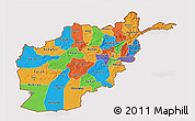 Political 3D Map of Afghanistan, cropped outside