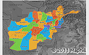 Political 3D Map of Afghanistan, darken, desaturated