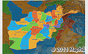 Political 3D Map of Afghanistan, darken, land only