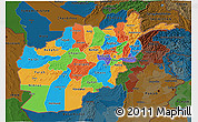 Political 3D Map of Afghanistan, darken