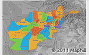 Political 3D Map of Afghanistan, desaturated, land only