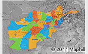 Political 3D Map of Afghanistan, desaturated