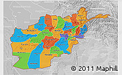 Political 3D Map of Afghanistan, lighten, desaturated