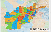 Political 3D Map of Afghanistan, lighten