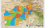 Political 3D Map of Afghanistan, satellite outside, bathymetry sea