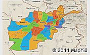 Political 3D Map of Afghanistan, shaded relief outside, bathymetry sea
