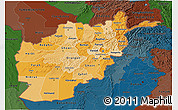 Political Shades 3D Map of Afghanistan, darken