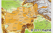 Political Shades 3D Map of Afghanistan, physical outside