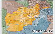 Political Shades 3D Map of Afghanistan, semi-desaturated, land only