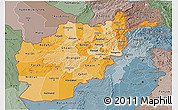 Political Shades 3D Map of Afghanistan, semi-desaturated