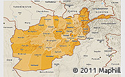 Political Shades 3D Map of Afghanistan, shaded relief outside, bathymetry sea
