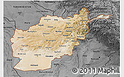 Satellite 3D Map of Afghanistan, darken, desaturated