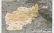 Satellite 3D Map of Afghanistan, darken, semi-desaturated, land only