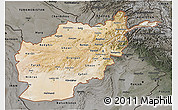 Satellite 3D Map of Afghanistan, darken, semi-desaturated