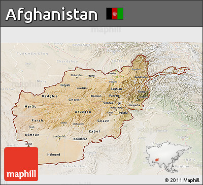 Satellite 3D Map of Afghanistan, lighten, land only