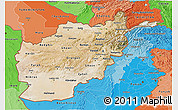 Satellite 3D Map of Afghanistan, political shades outside