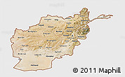 Satellite 3D Map of Afghanistan, single color outside, bathymetry sea, shaded relief sea