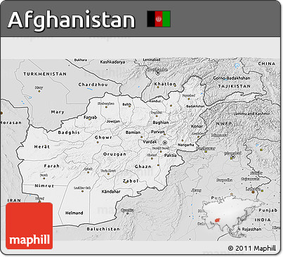Silver Style 3D Map of Afghanistan