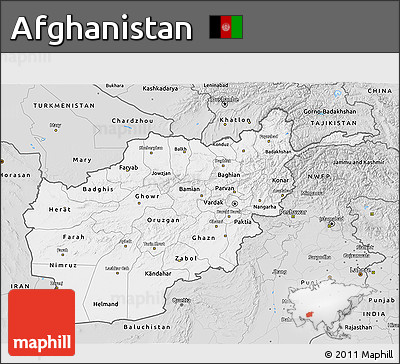 Silver Style 3D Map of Afghanistan