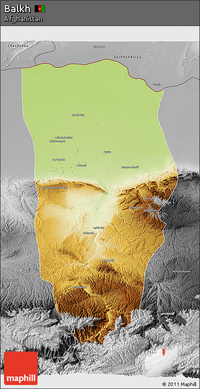 Physical 3D Map of Balkh, desaturated