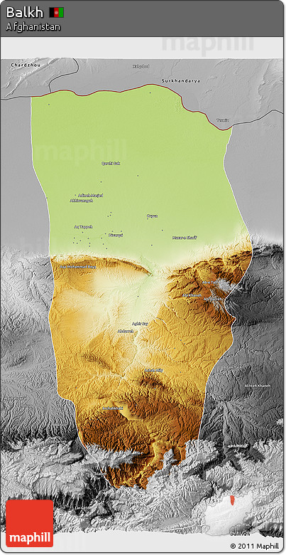 Physical 3D Map of Balkh, desaturated