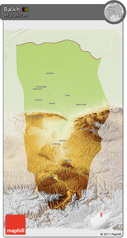 Physical 3D Map of Balkh, lighten