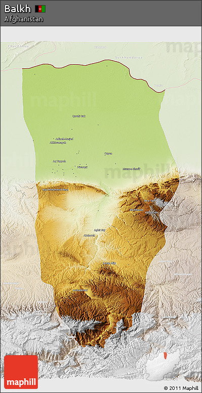 Physical 3D Map of Balkh, lighten