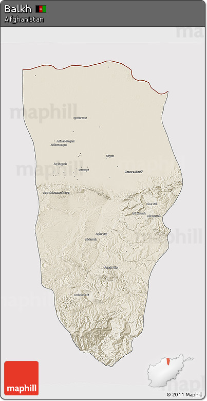 Shaded Relief 3D Map of Balkh, cropped outside