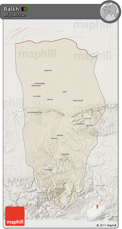 Shaded Relief 3D Map of Balkh, lighten