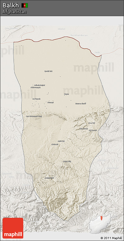 Shaded Relief 3D Map of Balkh, lighten
