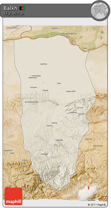 Shaded Relief 3D Map of Balkh, satellite outside