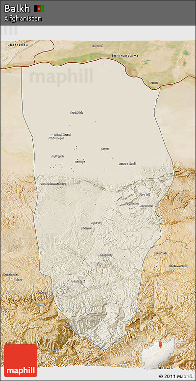 Shaded Relief 3D Map of Balkh, satellite outside