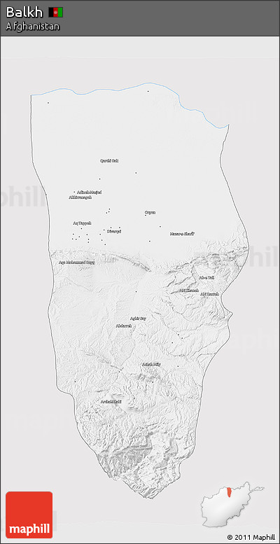 Silver Style 3D Map of Balkh, single color outside