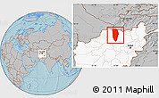 Gray Location Map of Balkh, highlighted country, hill shading