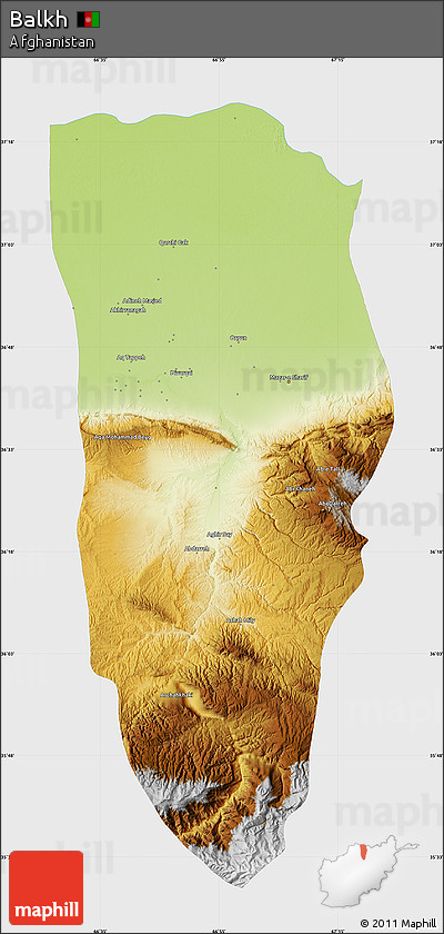 Physical Map of Balkh, single color outside