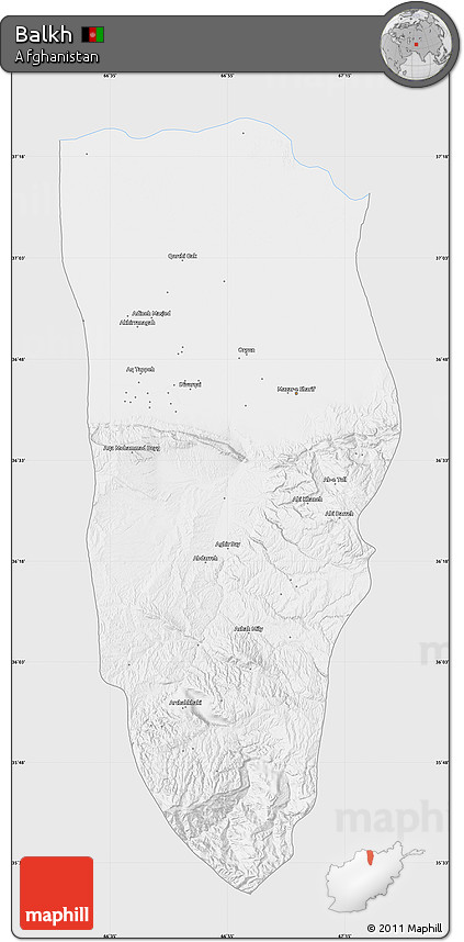 Silver Style Map of Balkh, single color outside